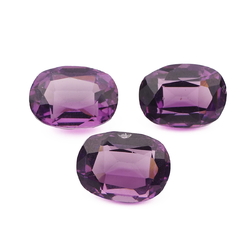 Lot (3) Czech vintage rectangle faceted violet purple glass rhinestones 18x13mm