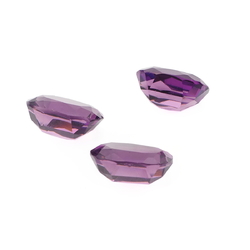 Lot (3) Czech vintage rectangle faceted violet purple glass rhinestones 18x13mm