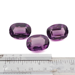 Lot (3) Czech vintage rectangle faceted violet purple glass rhinestones 18x13mm