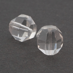 Lot (2) large Czech Deco vintage octagon faceted clear glass beads 16mm