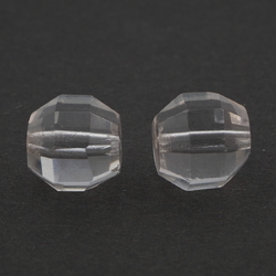 Lot (2) large Czech Deco vintage octagon faceted clear glass beads 16mm