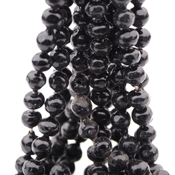 Hank (280) antique Victorian Czech blown black glass beads 7mm