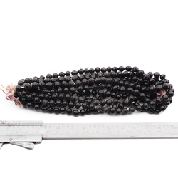 Hank (280) antique Victorian Czech blown black glass beads 7mm