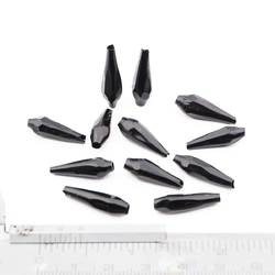 Lot (12) antique Victorian Czech hand blown black teardrop glass beads 