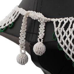 Vintage Czech collar lariat necklace white green glass seed beads
