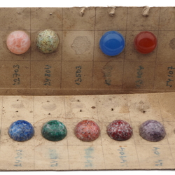 Sample cards (17) Czech vintage matrix opaline glass cabochons 15mm