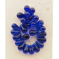 Vintage Czech bracelet element large blue teardrop glass beads