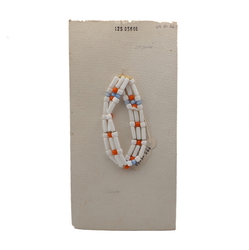 Vintage Czech 3 strand elastic bracelet blue white orange glass beads