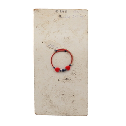 Vintage Czech sprung wired bracelet red heart blue glass beads