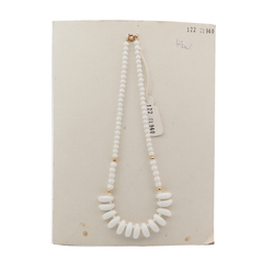 Vintage Czech necklace white round tribal style tooth glass beads