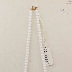 Vintage Czech necklace white round tribal style tooth glass beads