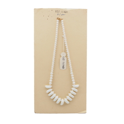 Vintage Czech necklace white round tribal style tooth glass beads 16"