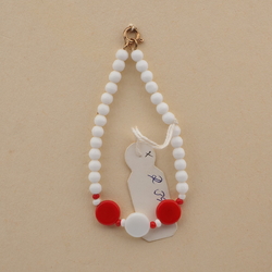 Vintage Czech bracelet white red round disc glass beads