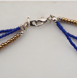 Vintage Czech necklace earring set gold cobalt blue lampwork glass beads 