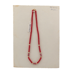 Vintage Czech necklace red round lustre glass beads