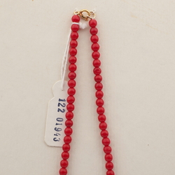 Vintage Czech necklace red round lustre glass beads