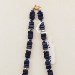 Vintage Czech necklace blue interlocking glass beads
