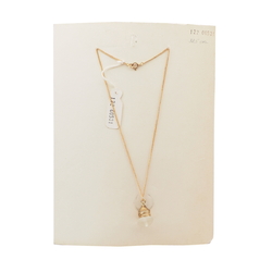 Vintage Czech gold chain necklace frost rondelle pendant glass bead