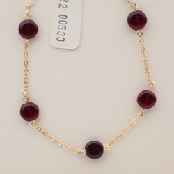 Vintage Czech gold tone chain necklace black disc glass beads 16"