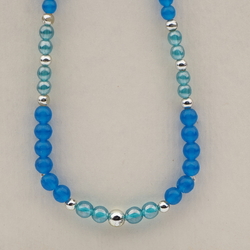 Vintage Czech necklace opaline lustre blue glass beads