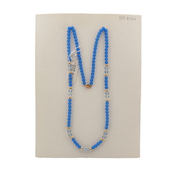 Vintage Czech necklace opaline lustre blue glass beads 23"