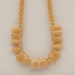 Vintage Czech necklace beige opaline round tribal style tooth glass beads