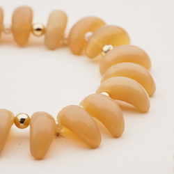 Vintage Czech necklace beige opaline round tribal style tooth glass beads