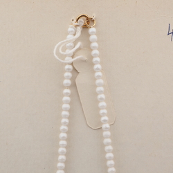 Vintage Czech necklace pearl white green glass beads