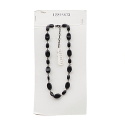 Vintage Czech link necklace black oval glass beads
