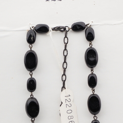 Vintage Czech link necklace black oval glass beads