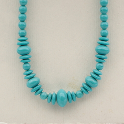 Vintage Czech necklace turquoise round rondelle glass beads