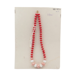Vintage Czech necklace red white pink marble rondelle glass beads 