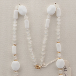 Vintage Czech necklace frost satin atlas white glass beads