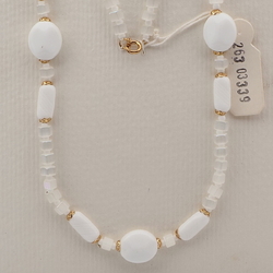 Vintage Czech necklace frost satin atlas white glass beads