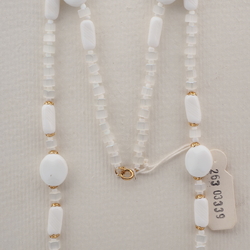 Vintage Czech necklace frost satin atlas white glass beads