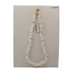 Vintage Czech 3 strand necklace AB frost satin atlas white glass beads