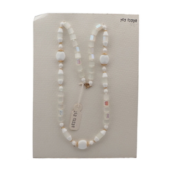 Vintage Czech necklace AB frost satin atlas white glass beads