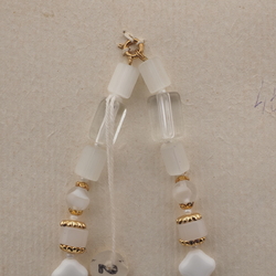 Vintage Czech necklace frost satin atlas white clear bicolor glass beads