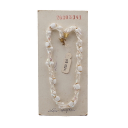 Vintage Czech 4 strand necklace AB frost satin atlas white glass beads