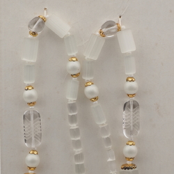 Vintage Czech necklace frost satin atlas clear pearl glass beads