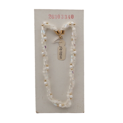 Vintage Czech 3 strand necklace AB frost satin atlas white glass beads