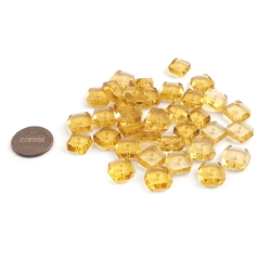 Lot (36) Czech rare antique hand faceted octagon rondelle topaz glass beads 11-13mm
