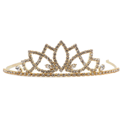 Czech glass rhinestone gold tone tiara crown ball pageant wedding graduation