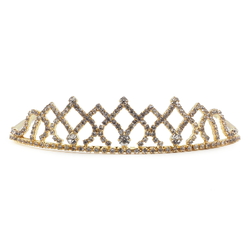 Czech glass rhinestone tiara crown ball pageant wedding graduation gold tone
