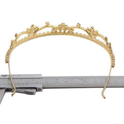 Czech crystal rhinestone tiara crown ball pageant wedding graduation gold tone