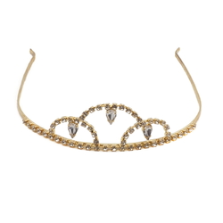 Czech clear glass rhinestone tiara crown ball pageant wedding graduation gold tone