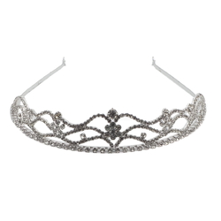 Czech glass rhinestone tiara crown ball pageant wedding graduation silver tone