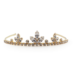 Czech glass rhinestone flower tiara crown ball pageant wedding graduation gold tone