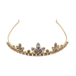 Czech glass rhinestone flower tiara crown ball pageant wedding graduation gold tone