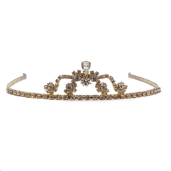 Czech glass rhinestone tiara crown pageant wedding graduation ball gold tone